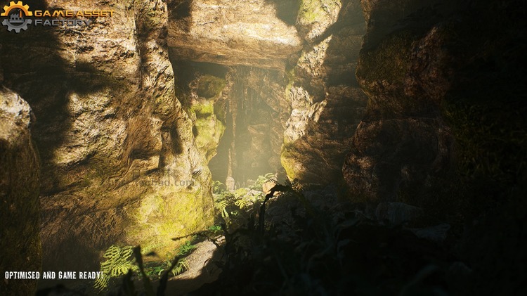 UE4现实幻想洞穴环境场景模块化模型岩石PBR材质纹理设计素材B103