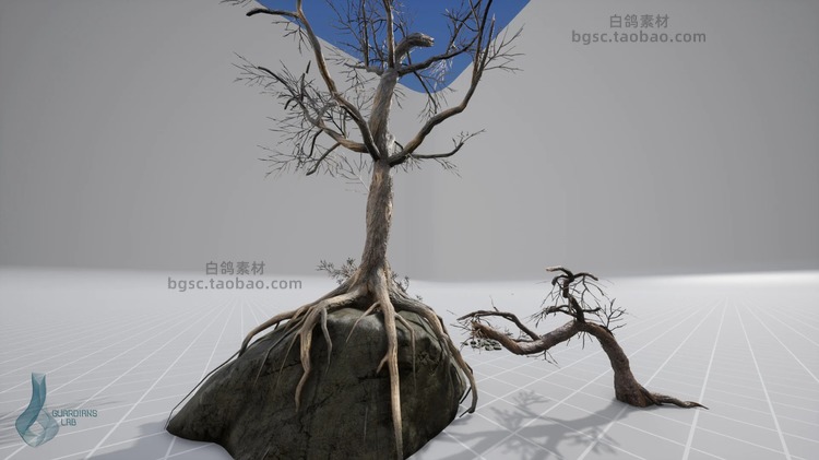UE4破碎烧毁树木毁坏折断倒下死树木头枯木朽木游戏资产素材B109