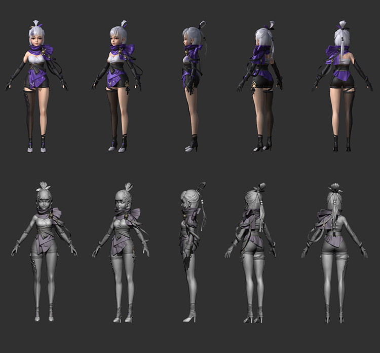 3D max古风萝莉仙侠武侠人物模型zbrush建模设计素材源文件B118