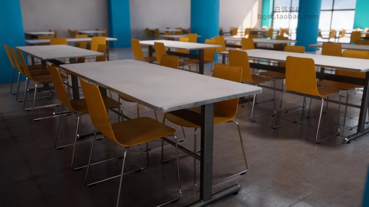 UE4日式教师学校食堂操场办公室走廊更衣室游戏资产3D设计素材B119