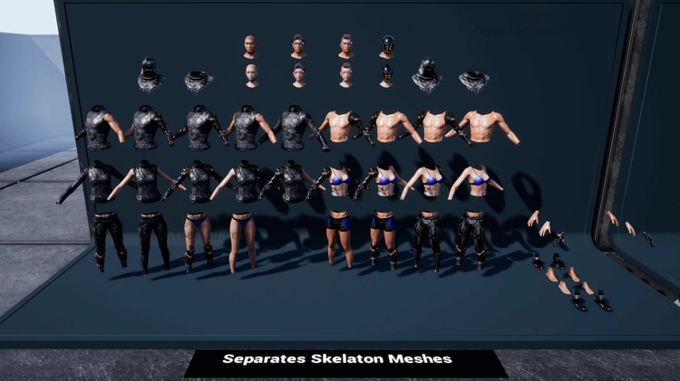 UE4赛博朋克电子人角色机器人3D建模渲染模块化人物设计素材B120