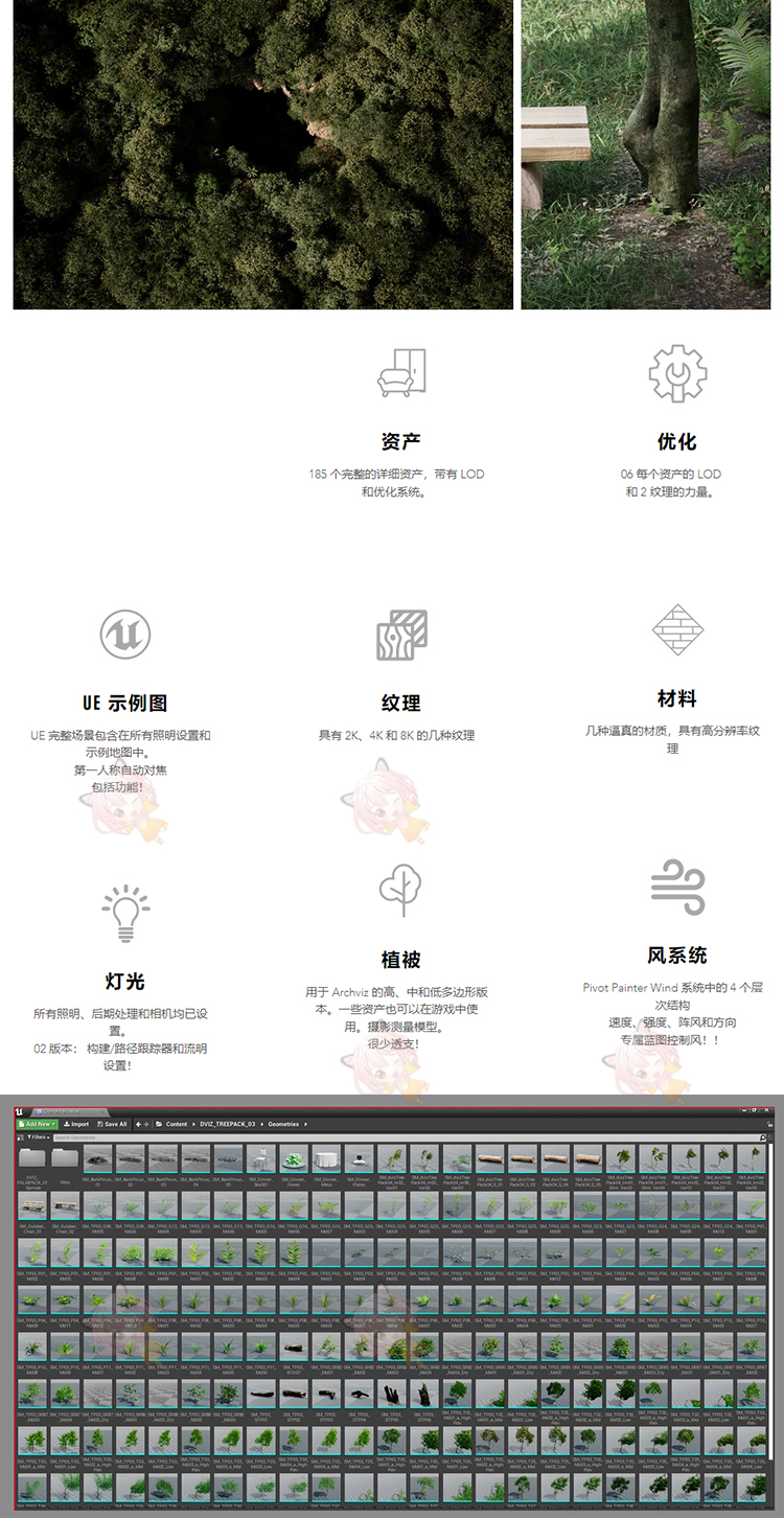 UE4植物树木草树桩岩石游戏资产UE5设计工程项目源文件3D场景素材C4509