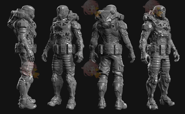 科幻机械战士人物角色3D max模型渲染fbx建模obj设计maya素材下载C4516