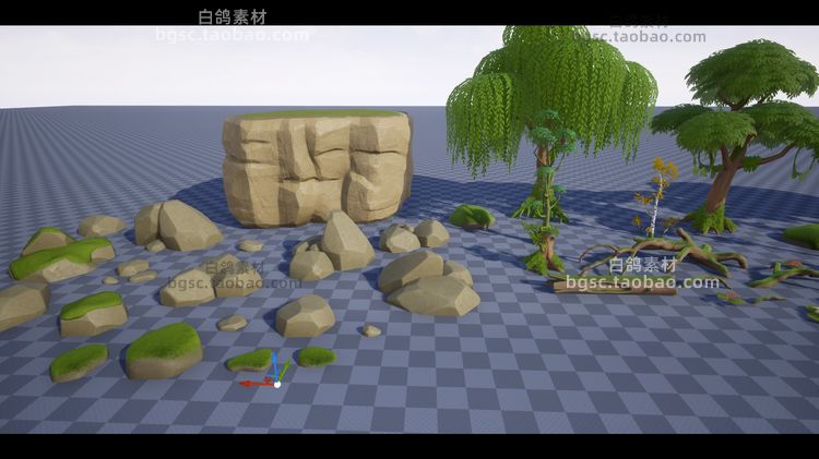 UE4卡通程式化沼泽森林树木植物虚拟引擎3D素材天空沼泽景观环境B127