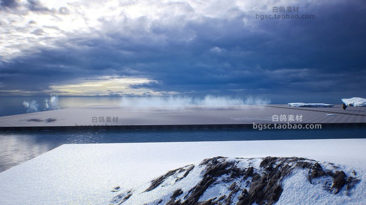 UE4虚拟引擎北极岛冰岛冰雪雾霭冰川景观场景设计素材源文件B128