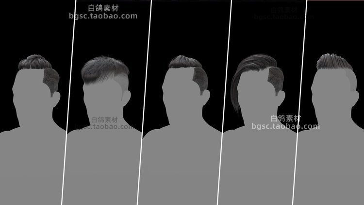 C4D男性UE4头发unity男生maya卷曲直发zbrush大背头blender发型obj模型B132