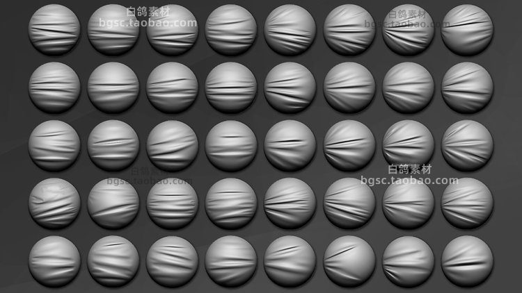 zbrush皮革织物张力褶皱VDM笔刷alpha贴图纹理设计素材画笔褶皱B143