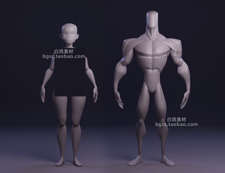 zbrush男性女性程式化封锁ztl模型obj建模渲染C4D设计maya高聚雕刻素材B144
