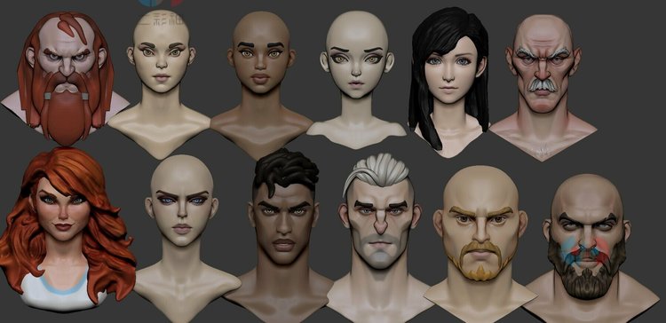 zbrush欧美卡通人物角色头部模型obj建模C4D渲染maya头像雕刻素材C4519