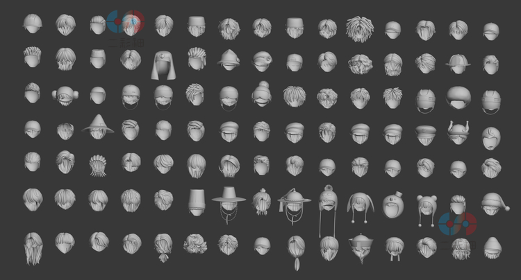 zbrush男性头发短发马尾大背头3D max模型fbx建模渲染设计C4D素材C4523