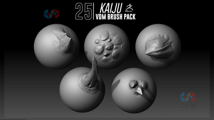 zbrush怪物怪兽龙恶魔外星人鳞片凸起尖角撞角VDM笔刷zb建模雕刻C4524