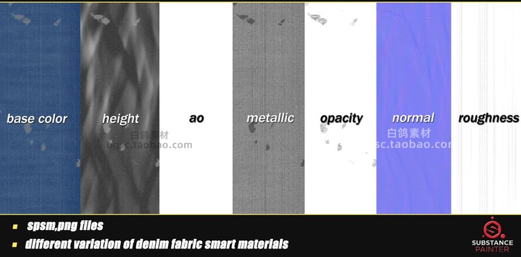 Smart Materials牛仔布料帆布spsm智能材料PBR纹理贴图设计素材B157