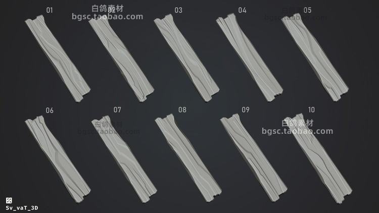 zbrush木头木板卡通木纹alpha纹理阿尔法贴图模型细节雕刻设计素材B161