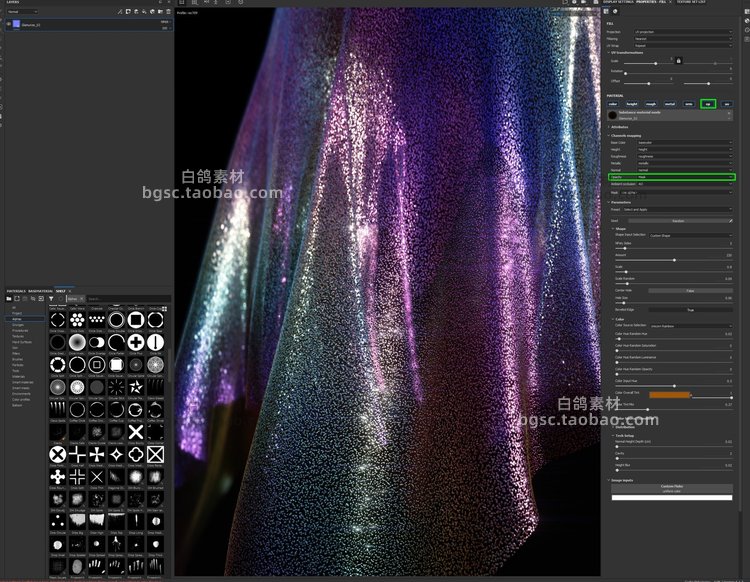 sp亮片材质Substance Designer闪闪发光面料sbs贴图sbsar纹理B168