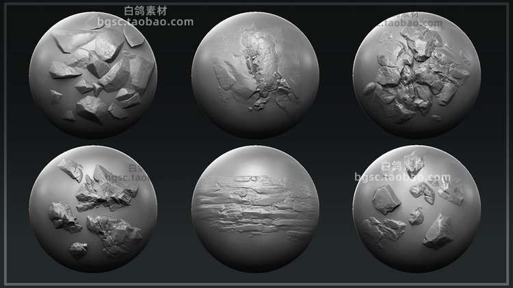 zbrush岩石裂缝风化石块alpha贴图blender纹理zbp笔刷建模雕刻素材B181