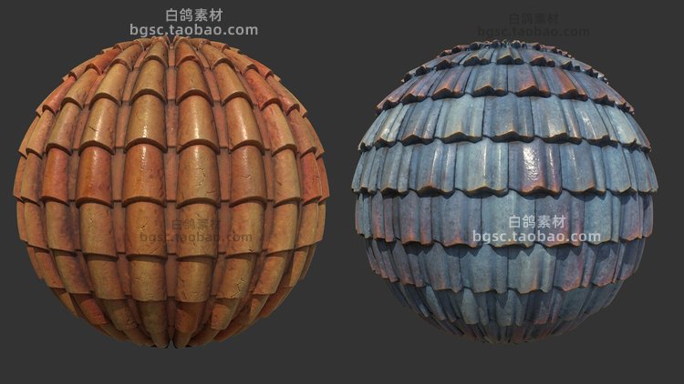 Substance Painter屋顶房顶瓦片spsm智能材料3D游戏资产设计素材B183