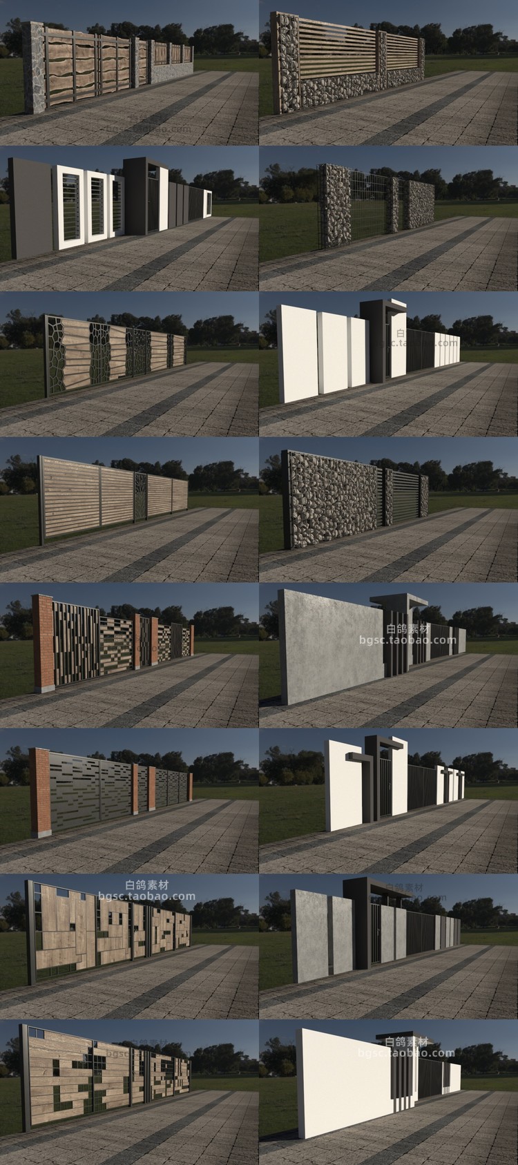 C4D栅栏zbrush围栏围墙max模型3D建模obj渲染fbx设计maya素材B191