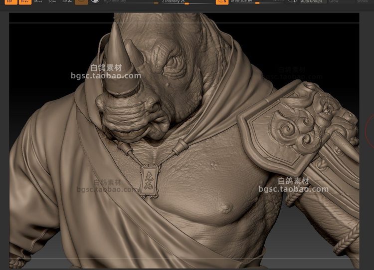 zbrush拟人犀牛将军游戏人物角色资源maya模型建模渲染spp素材B204