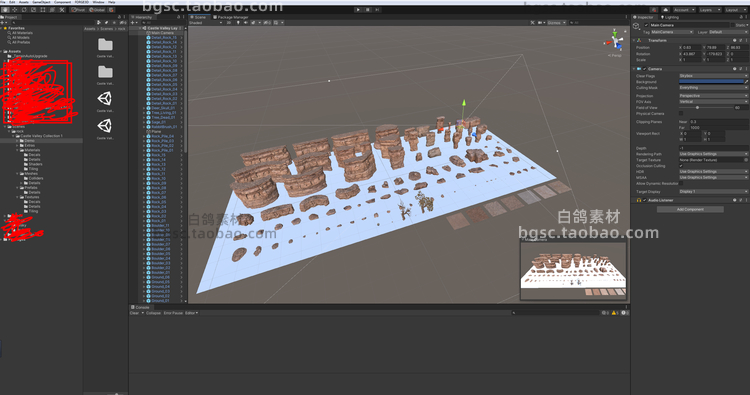 unity3D高品质西部峡谷悬崖岩石风化石岩桩平铺地形材质场景4K纹理B206
