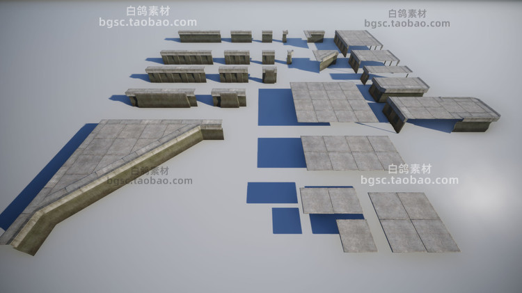 unity3D工业港口货船门式起重机地面墙壁码头模块化模型素材B219