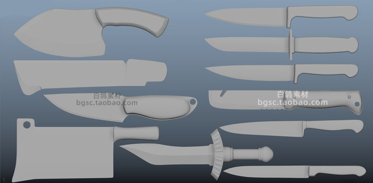 zbrush小刀匕首c4d水果刀IMM笔刷obj模型stl建模ztl设计maya素材B231