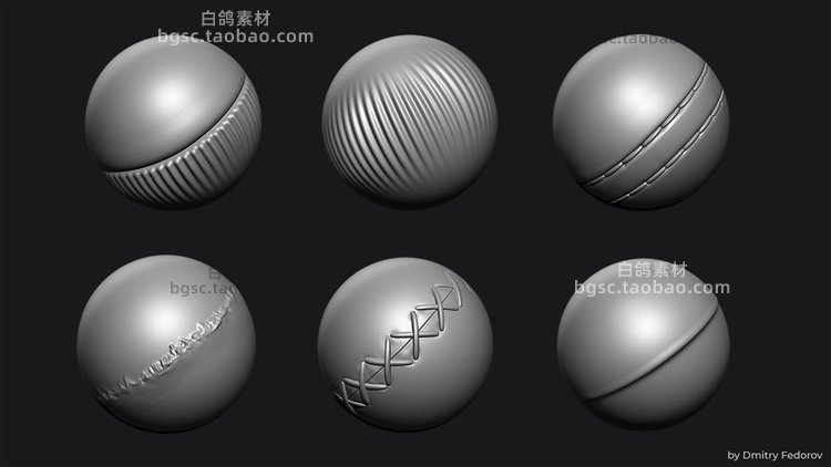 zbrush无缝接缝针迹笔刷alphas贴图纹理zb画笔建模素材塑形填充雕刻B241