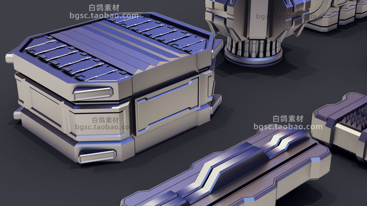 C4D科幻硬表面建筑科技赛博朋克3D工业硬件obj模型max建模fbx素材B243