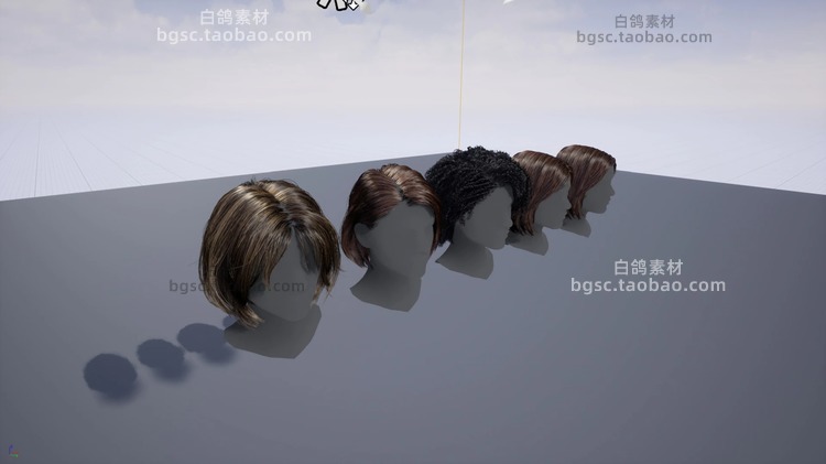 UE4虚幻4动态物理逼真女性发型女生头发模型建模短发卷发马尾素材B247