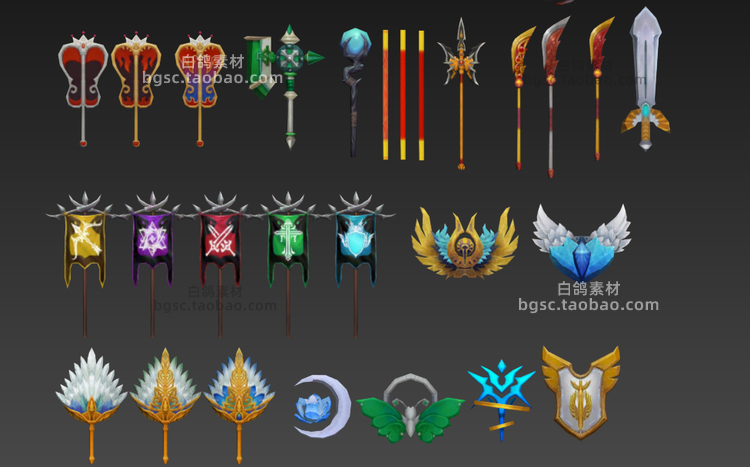 UE4卡通Q版游戏人物角色武器坐骑模型fbx建模max渲染设计maya素材B255