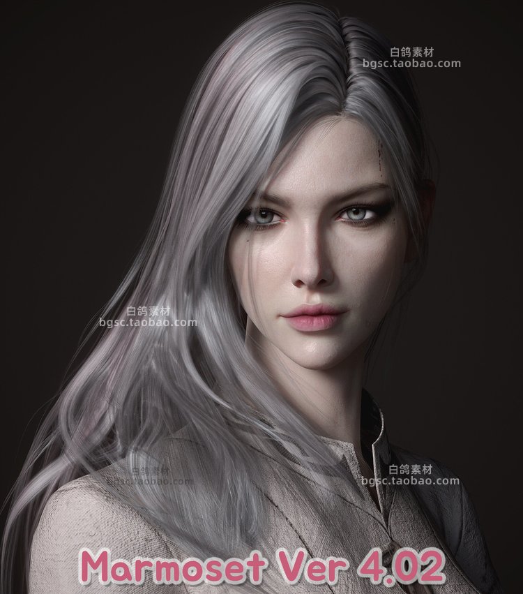 C4D女士半身像女生美女zbrush模型八猴高精度建模金发女郎3D素材B257