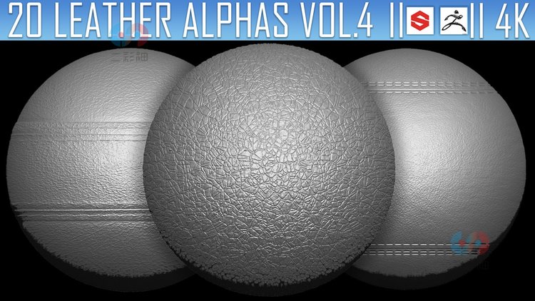 zbrush皮革alphas表面4K纹理Substance阿尔法贴图细节箱包png素材C4599