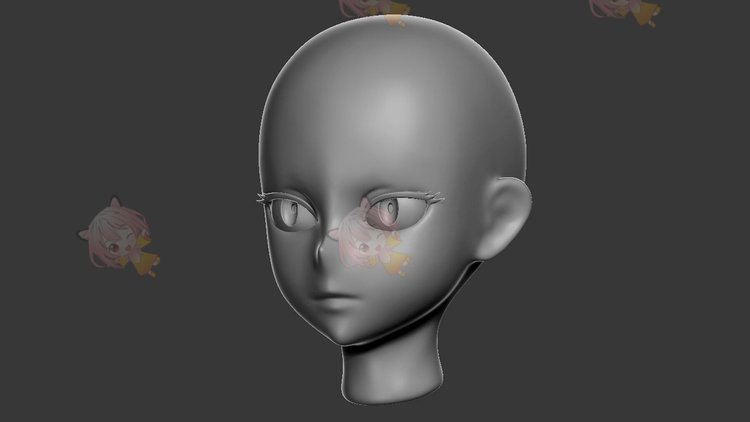 zbrush卡通女性头模头部眼睛obj模型建模渲染设计素材源文件C4612