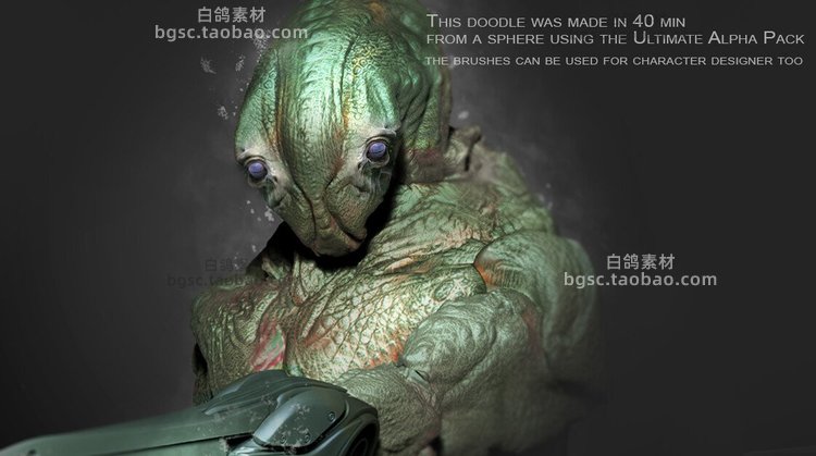 zbrush蛇蜥蜴恐龙Substance Painter皮肤VDM笔刷alpha纹理blender贴图B267
