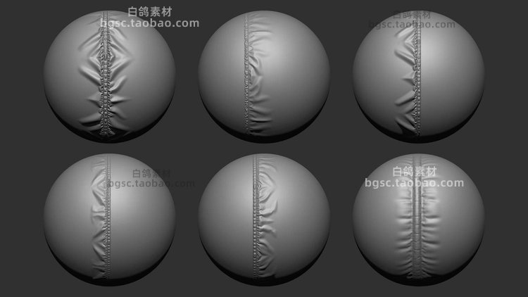 zbrush接缝服装褶皱衣服布料纹理笔刷阿尔法alphas针迹贴图素材B271