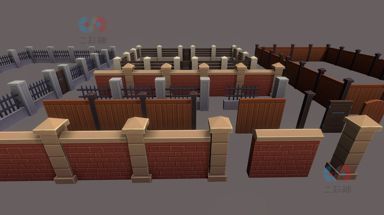 C4D手绘卡通obj围墙zbrush栅栏3D模型blender渲染fbx建模maya素材C4644