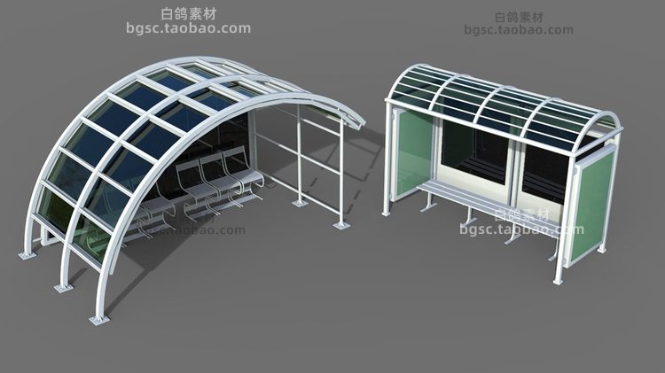 C4D公交站牌创意站台座椅候车亭3D模型渲染fbx建模obj设计maya素材B298