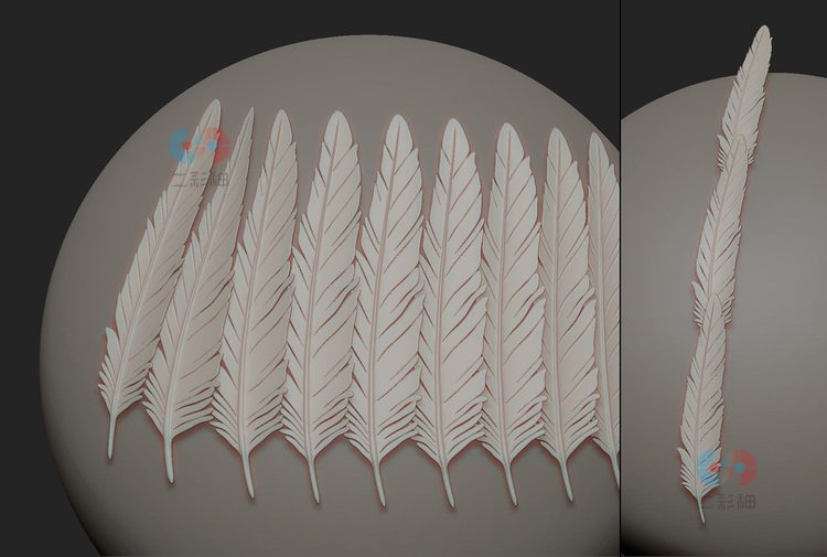 鸟类羽毛Zbrush笔刷imm笔触zb画笔建模素材塑形纹理游戏雕刻图案C4667