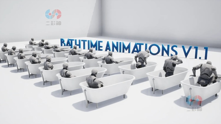 UE4虚幻5沐浴时间动画洗涤洗澡浴缸浸泡清洗游戏电影人物角色素材C4681