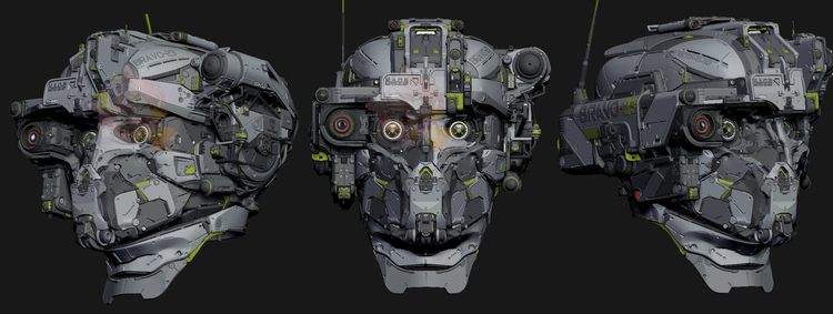 白膜C4D科幻机械头盔机器人fbx模型建模渲染stl设计3D素材源文件C4693