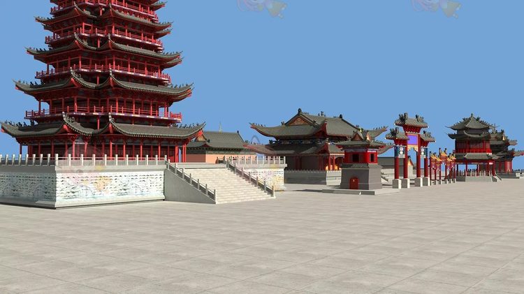 Unity3D古风建筑模型六角亭八角古城塔四合阁太和殿牌坊宫殿场景素材C4697