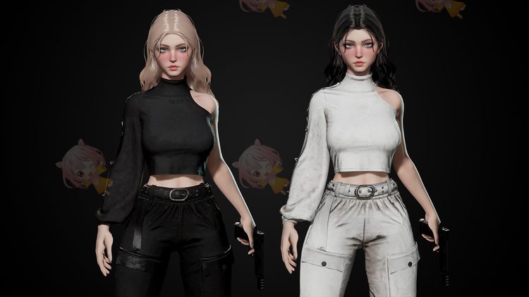 C4D科技感女孩UE4模型unity3D美女3D模型渲染fbx建模obj设计maya素材C4699