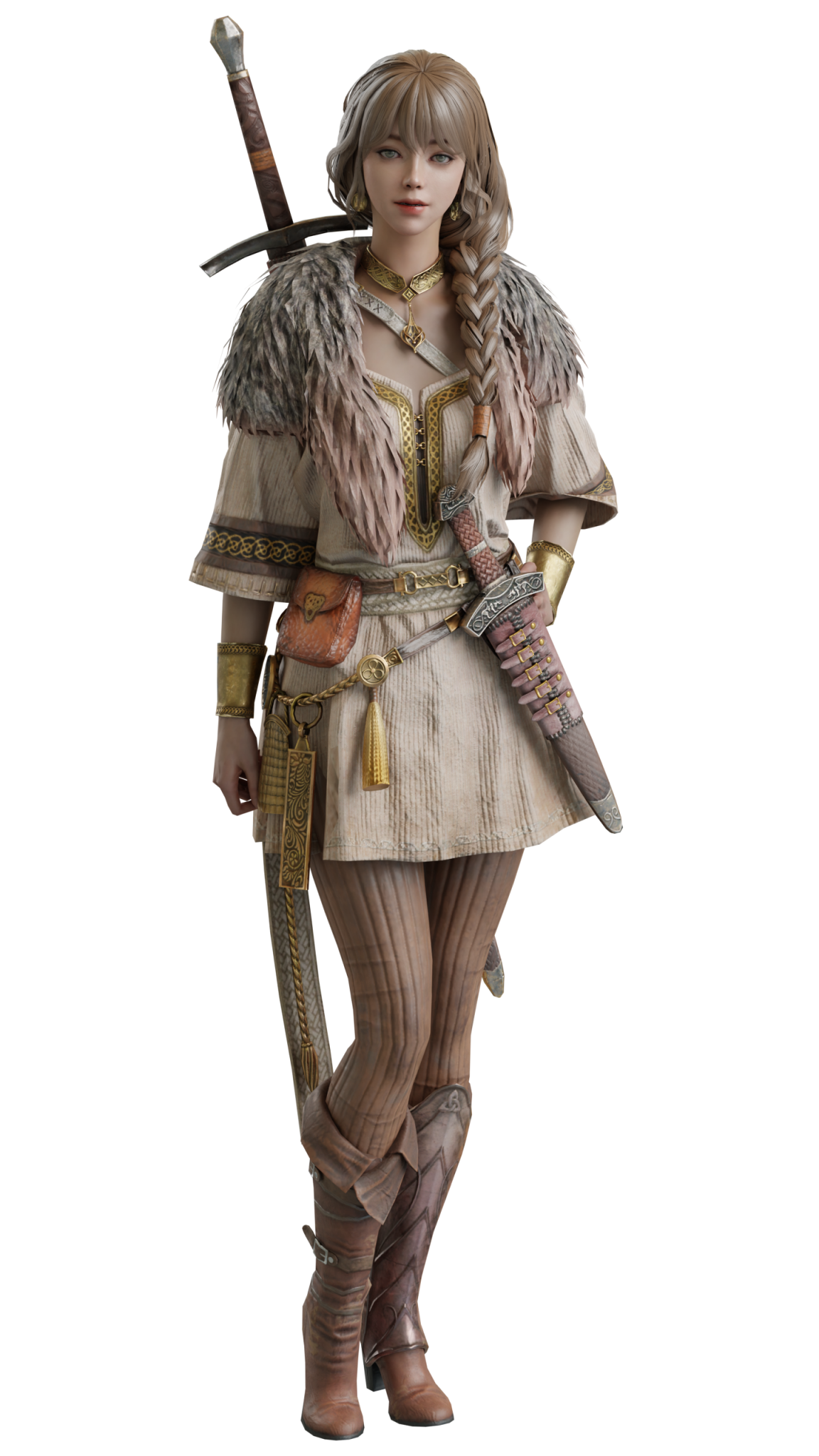 ODIN : Valhalla Rising Roskva C4D女战士剑士中世纪fbx游戏人物角色blender模型建模渲染设计素材 ...