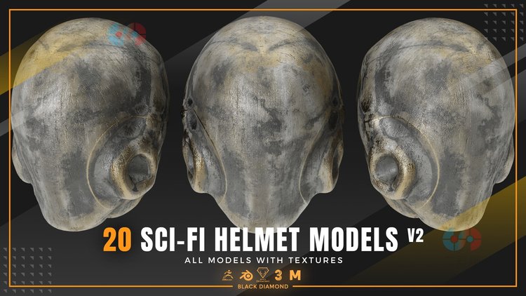 白膜C4D科幻头盔帽子机械3D模型blender渲染fbx建模设计maya素材C4715