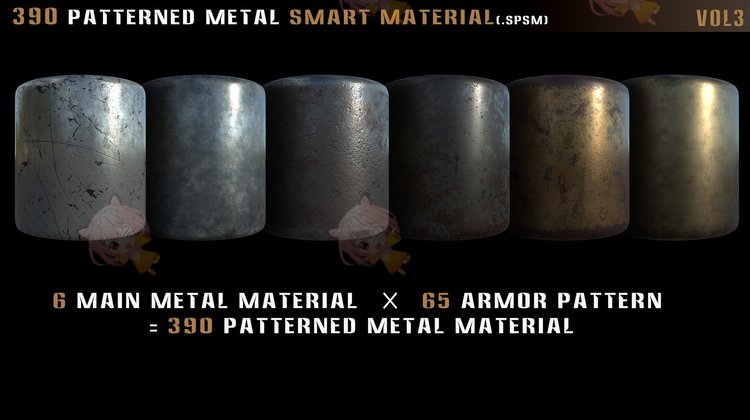 Substance Painter盔甲程序化金属智能材料图案装甲4K纹理pbr贴图C4737