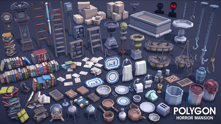 unity3D恐怖建筑人物怪物怪兽服饰道具植物环境武器模型低模资产C4747