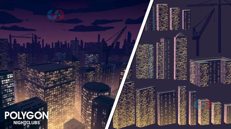 unity3D夜总会酒吧模块化建筑派对男女装饰道具环境资产灯光模型素材C4751