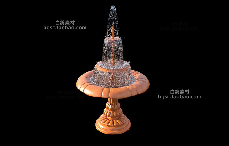 白膜水花CG喷泉流水水柱园艺景观建筑3dsmax模型建模渲染设计素材B352