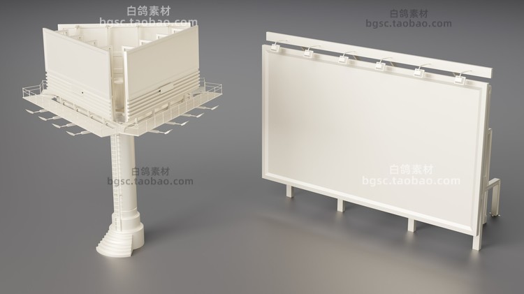 zbrush街道交通设备路灯白膜长凳fbx栏杆obj路牌blender模型max建模B363