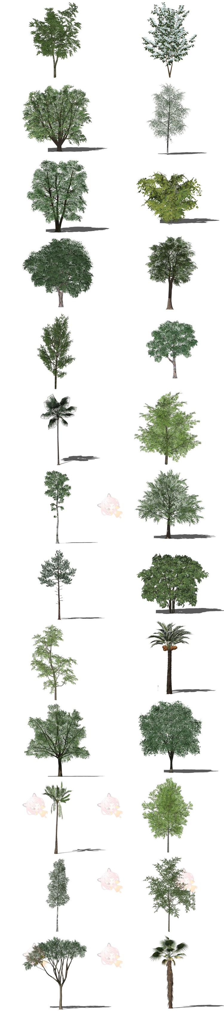 SU景观树木园艺园林低模植物绿植3D模型松树乔木设计素材草图大师S8