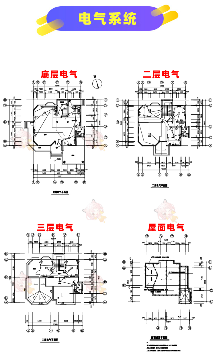 CAD农村自建房二层三层联排别墅双拼建筑结构施工图纸展示效果图S11